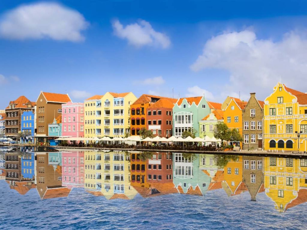Colorful buildings in downtown Willemstad Curacao
